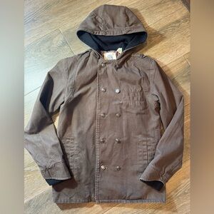 D Collection Troy Smith Black UA double breasted men's lined hooded jacket Med
